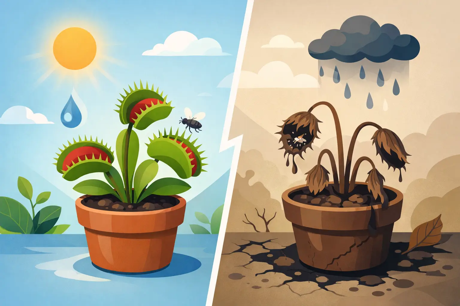 Por qué muere la Dionaea: causas y solución