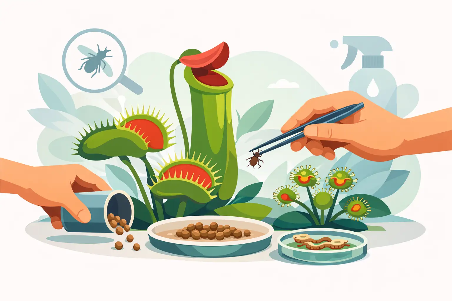 Cómo alimentar plantas carnívoras correctamente