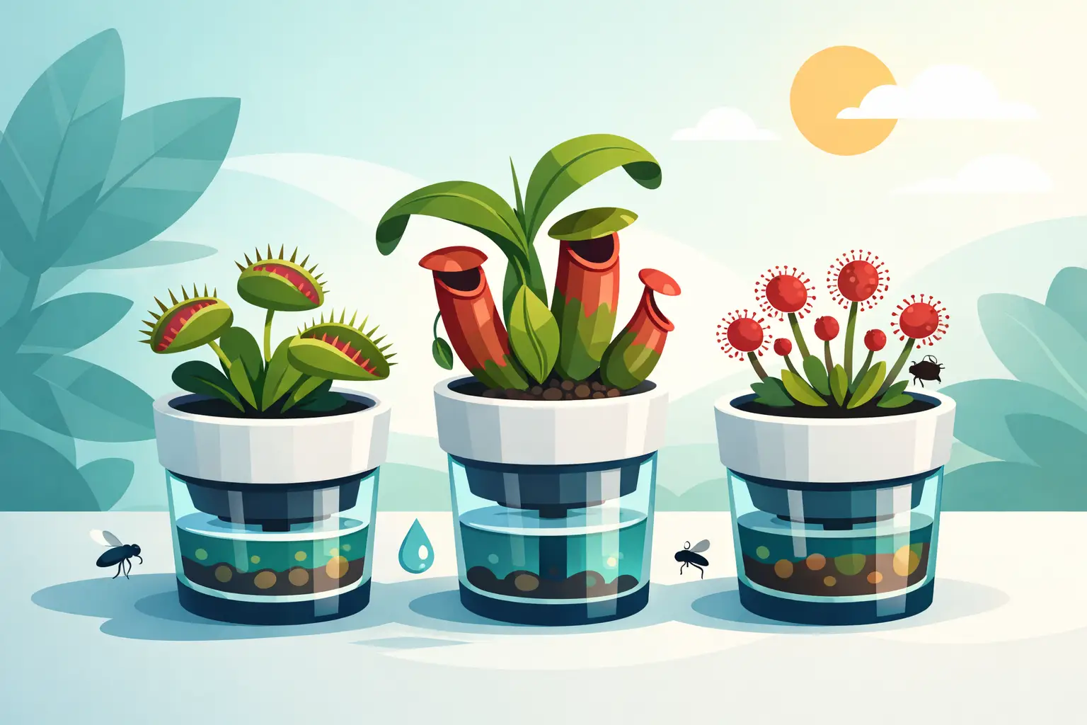 Macetas autorriego para plantas carnívoras