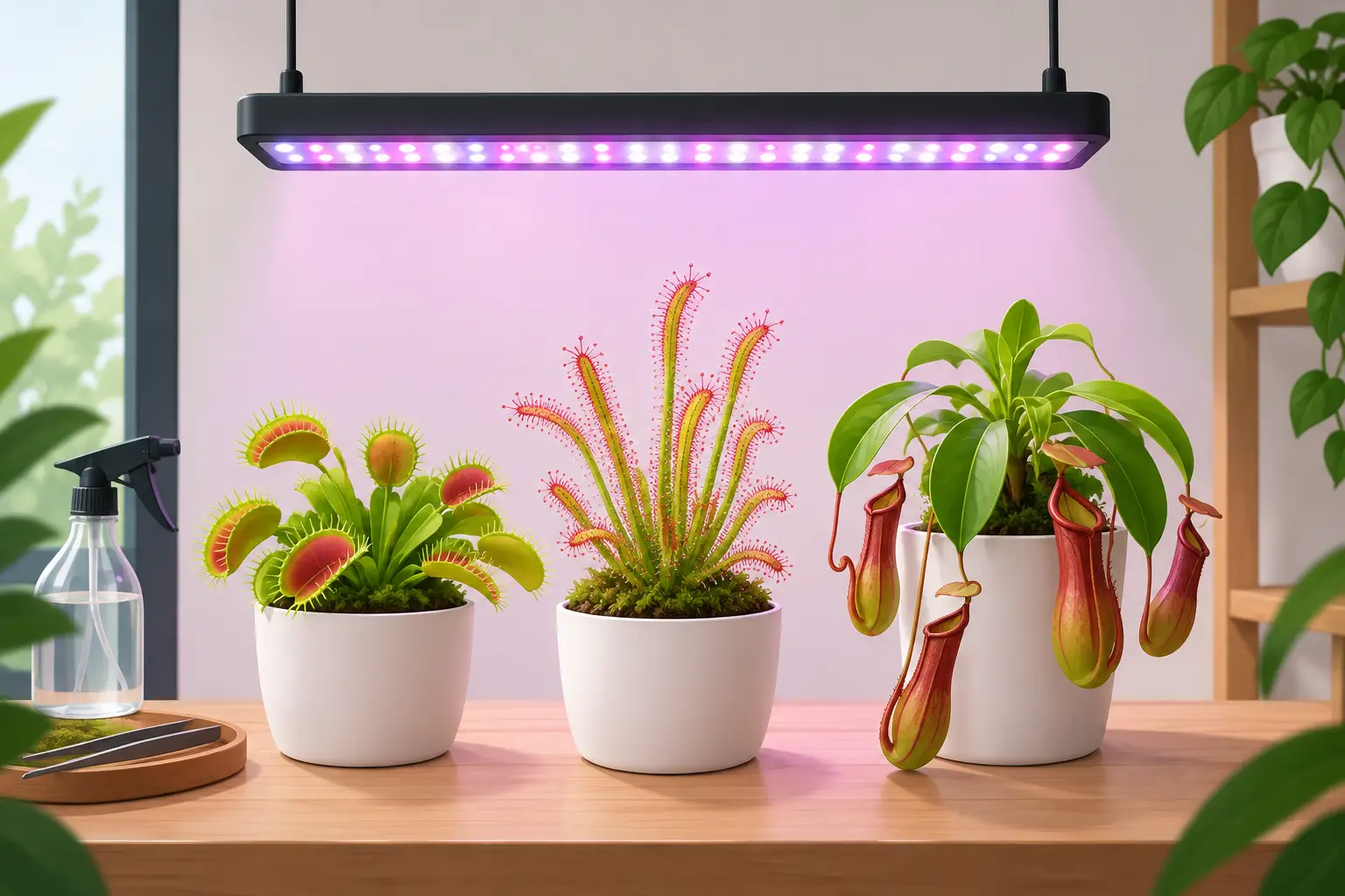 Cómo instalar luz LED para carnívoras en casa