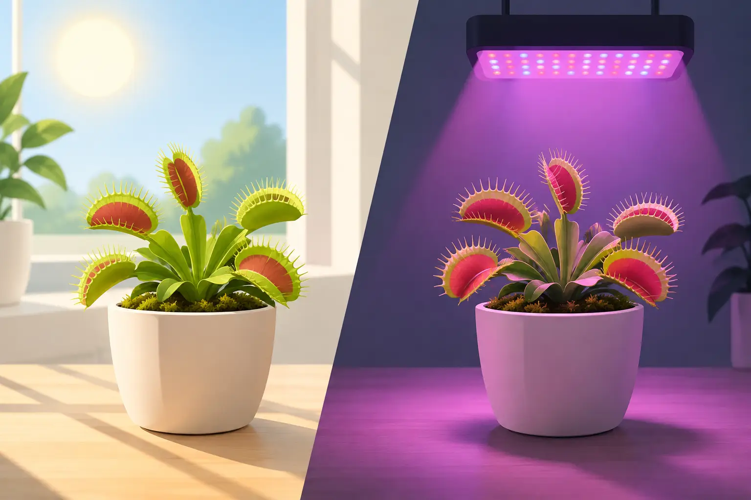 Luz natural versus artificial en carnívoras